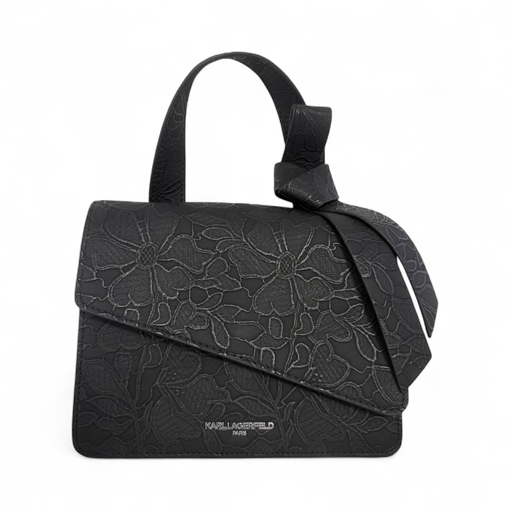 Karl Lagerfeld Black Embossed Flower Bag